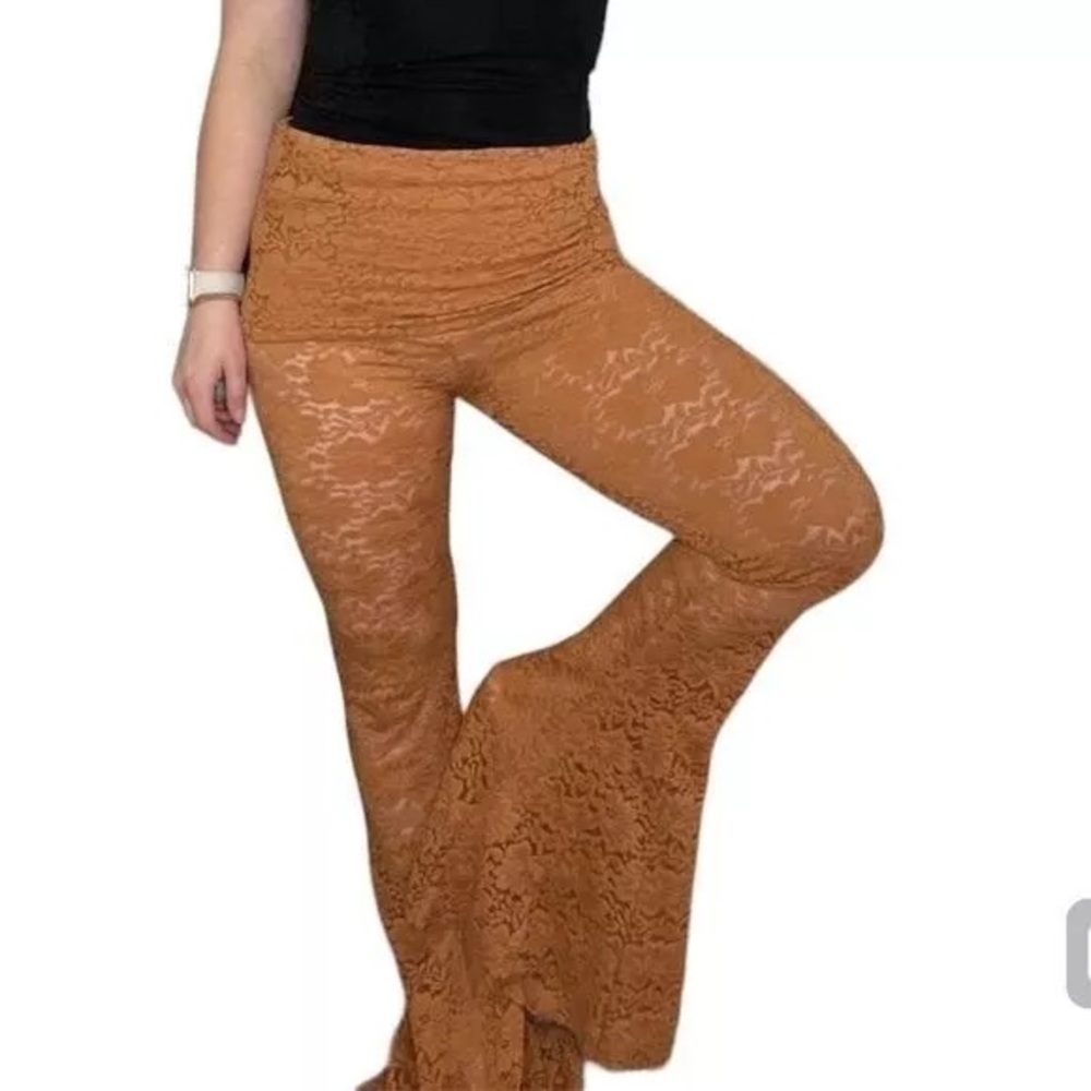 NWT We Are HAH by Free People Copper lace bellbottoms with a skirt. Med - Picture 4 of 14